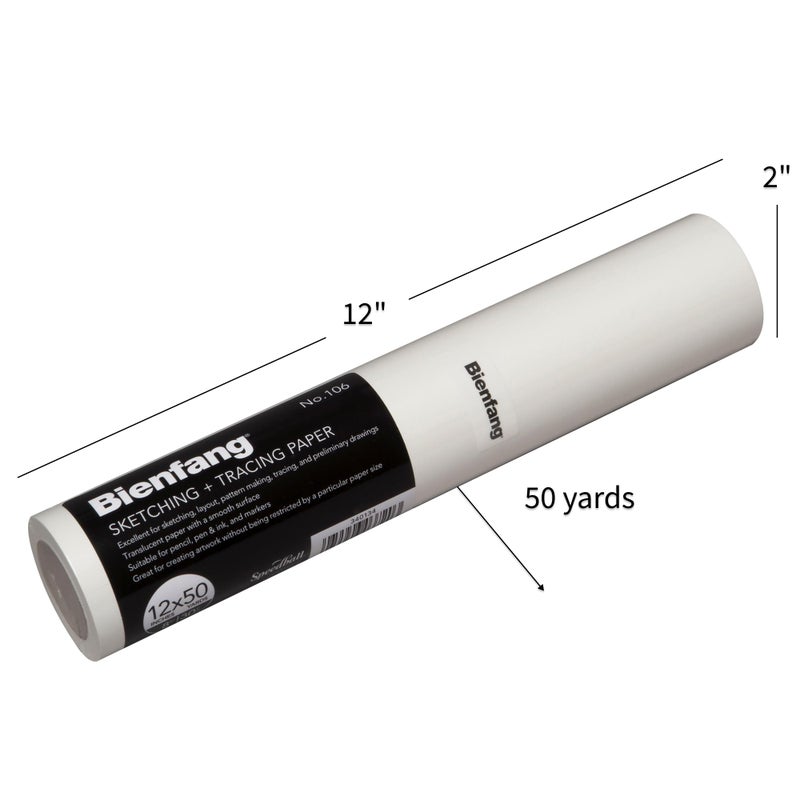 Bienfang Sketching & Tracing Paper Roll, White, 12 Inches x 50 Yards - for Drawing, Trace, Sketch, Sewing Pattern - Image 3
